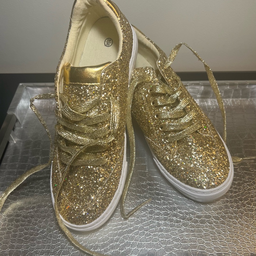NWOT Gold Glitter Sneakers